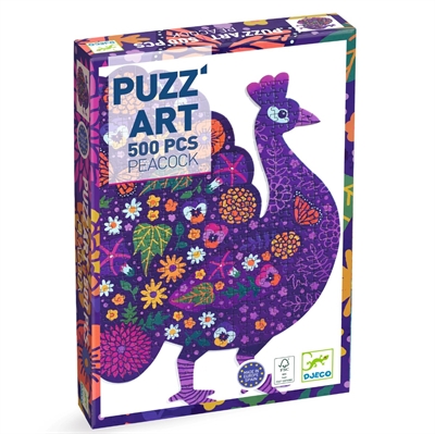 Djeco - Puzz\'art Påfugl - 500 brikker