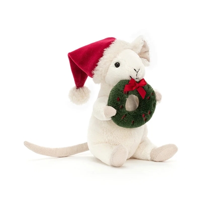 Jellycat - Mus med Julekrans - 18 cm